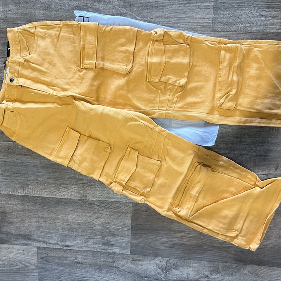 Cargo High Rise Denim Jeans-Gold - Picture 2 of 6
